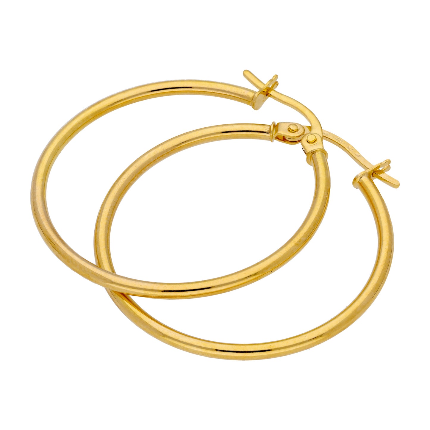 9ct Gold Hinged Hollow 28mm Hoop Earrings