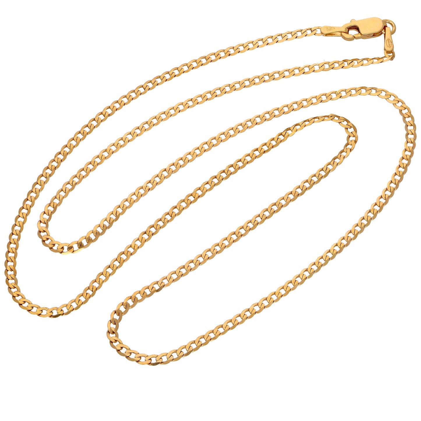 9ct Gold 2mm Thick Diamond Cut Curb Necklace 18 Inches