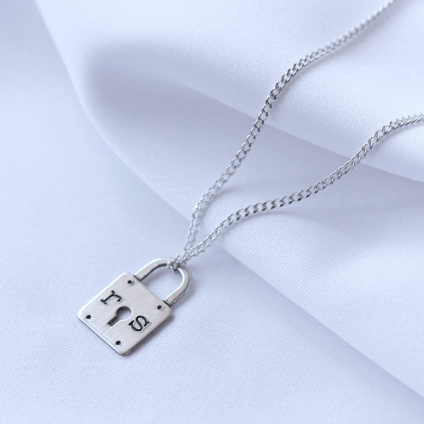 Bespoke Sterling Silver Keyhole Padlock Necklace 16-28 Inch