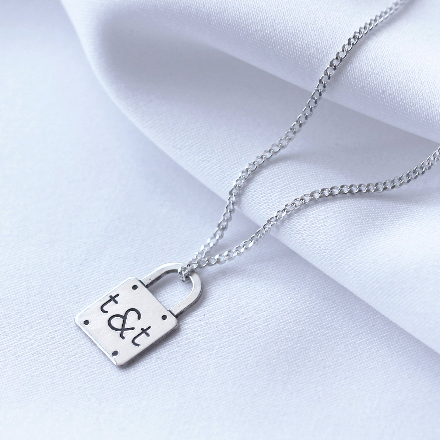 Bespoke Sterling Silver Initials Padlock Necklace 16-28 Inches