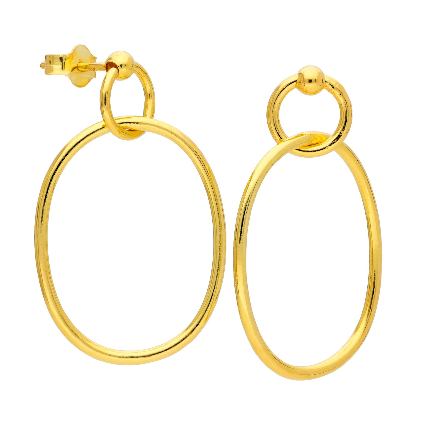Gold Plated Sterling Silver Interlocking Stud Drop Earrings