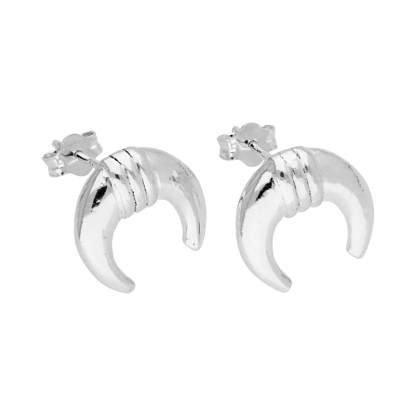 Sterling Silver Horn Line Stud Earrings