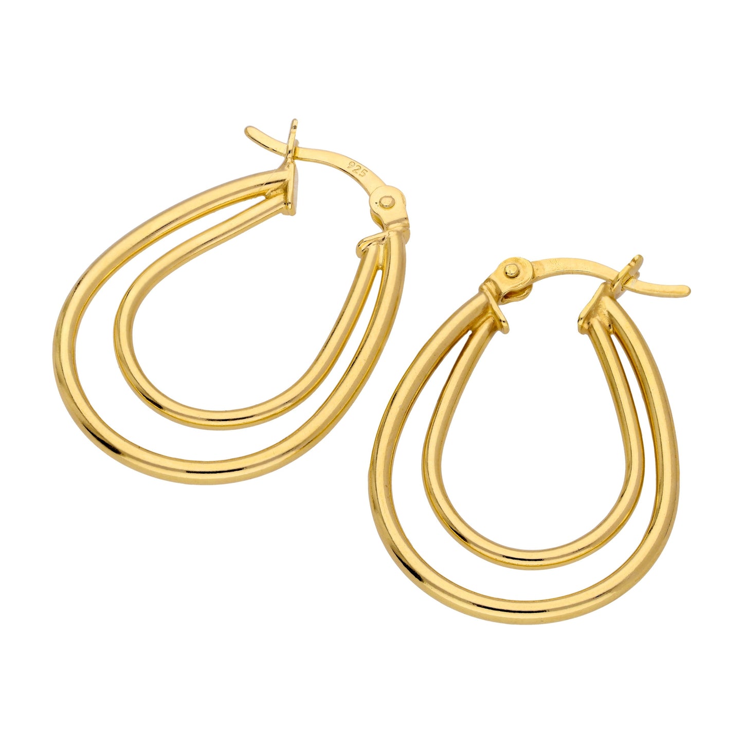 Gold Plated Sterling Silver Double Oval Hoop Earrings