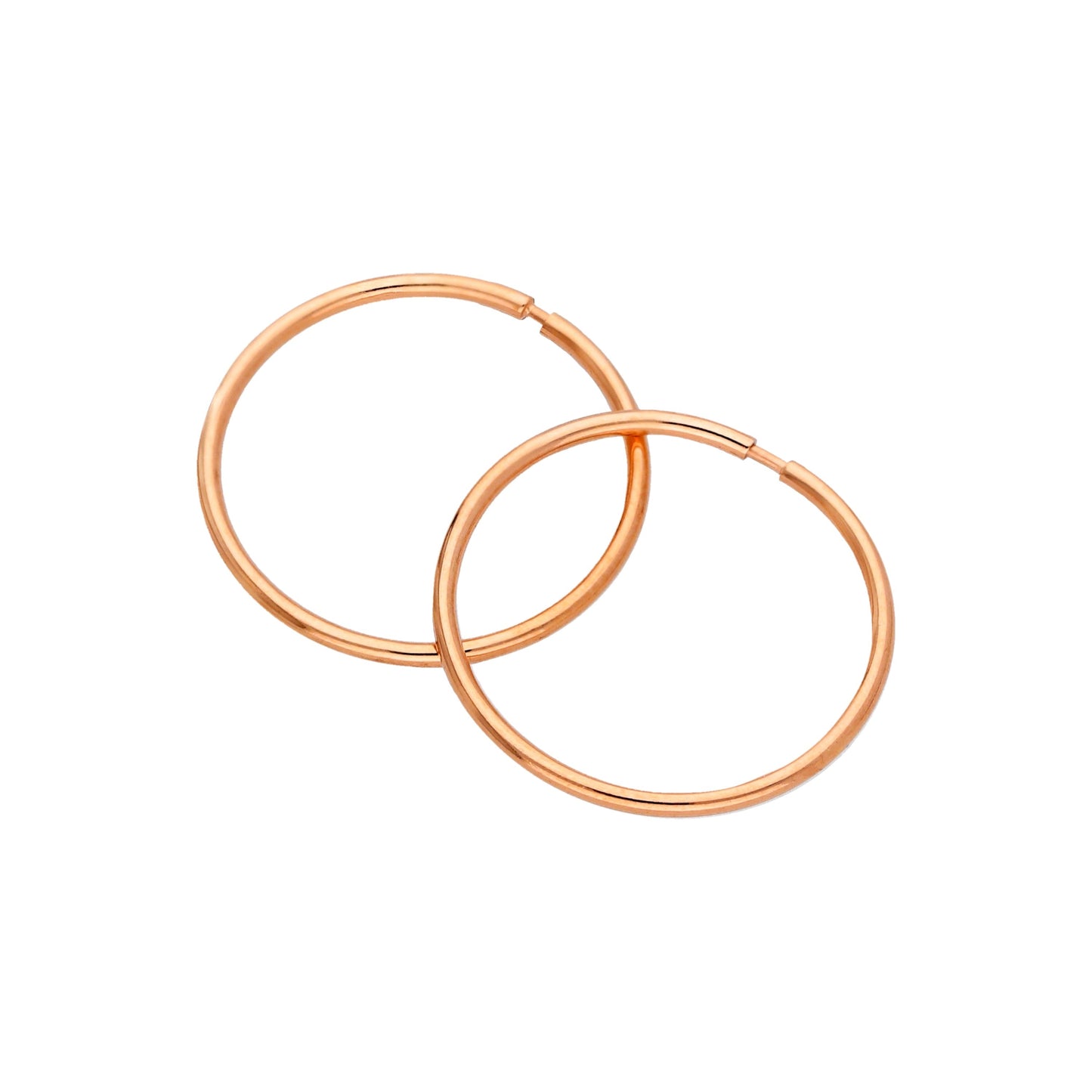 Rose Gold Plated Sterling Silver Sleeper 14mm Hoop Earrings