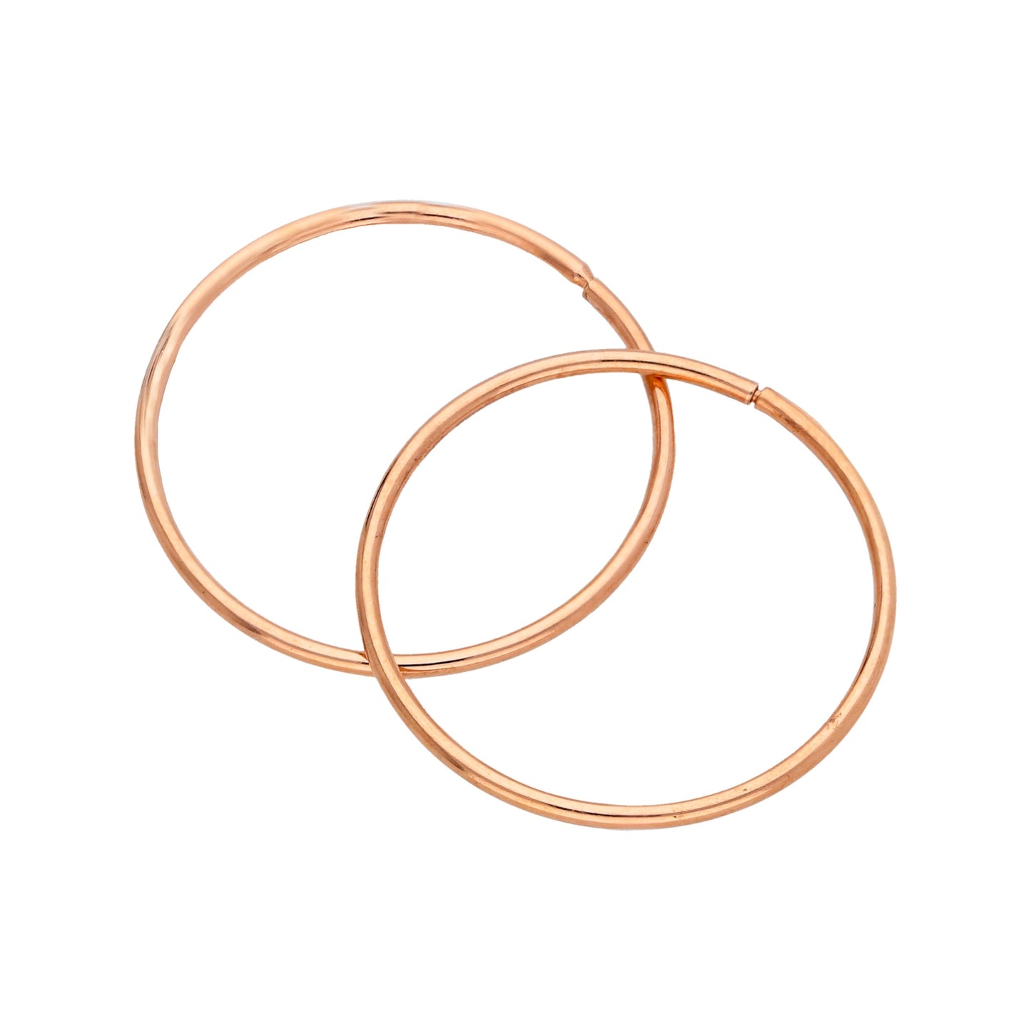 Rose Gold Plated Sterling Silver Sleeper 18mm Hoop Earrings