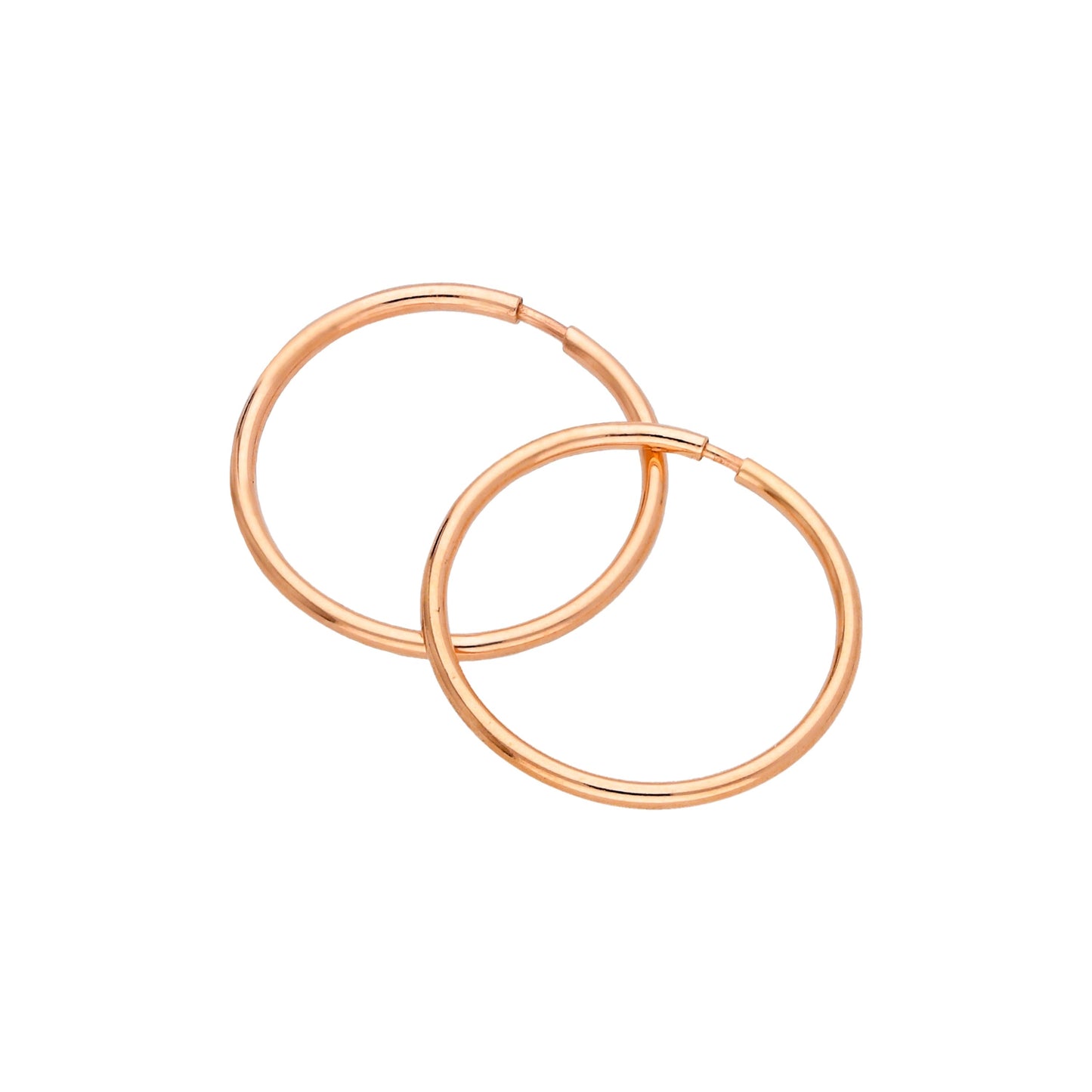 Rose Gold Plated Sterling Silver 12mm Sleeper Hoop Earrings