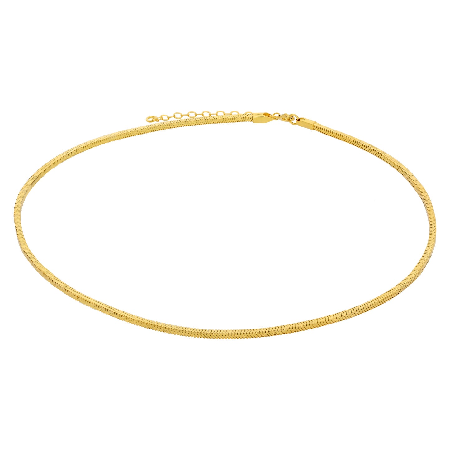 Gold Plated Sterling Silver Square 2mm Snake Necklace 16-18 Inches