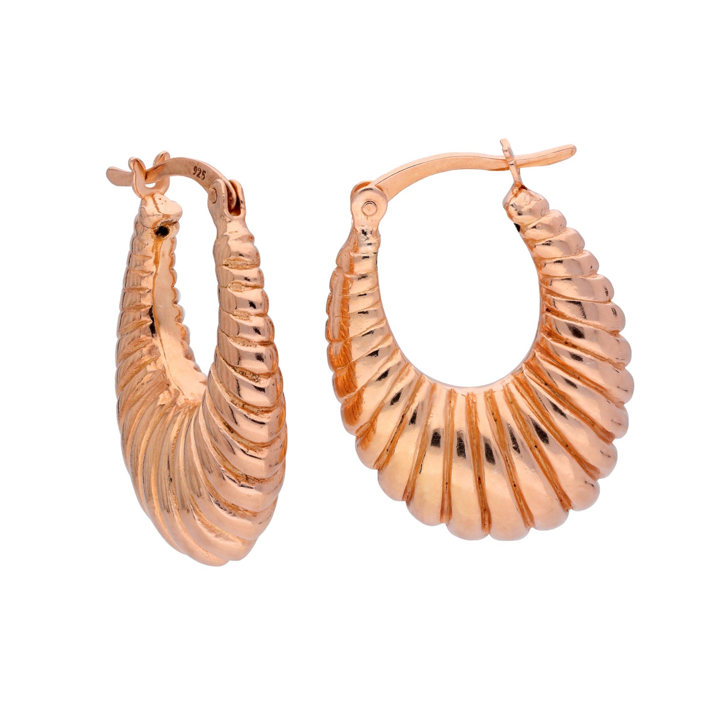 Rose Gold Plated Sterling Silver Lined Creole 18mm Hoop Earrings