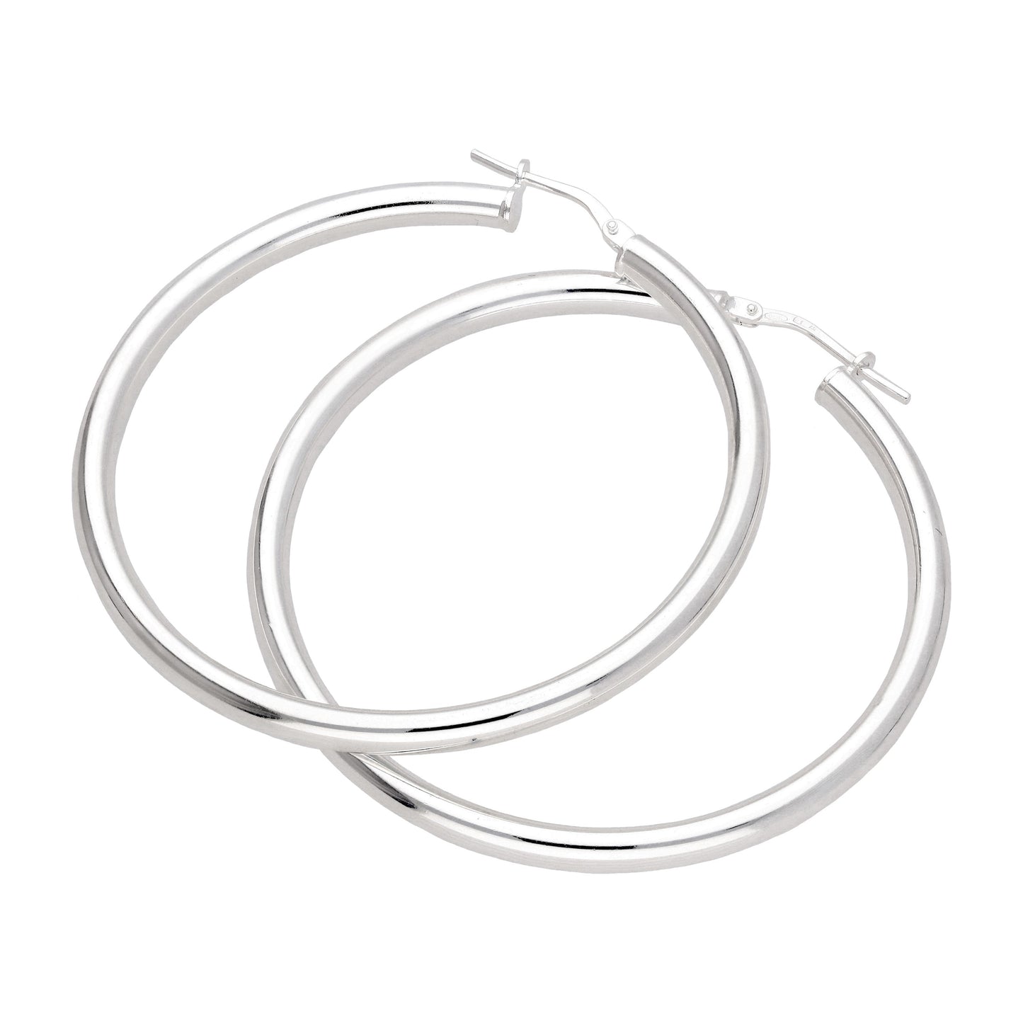 Sterling Silver 45mm Plain Hoop Earrings