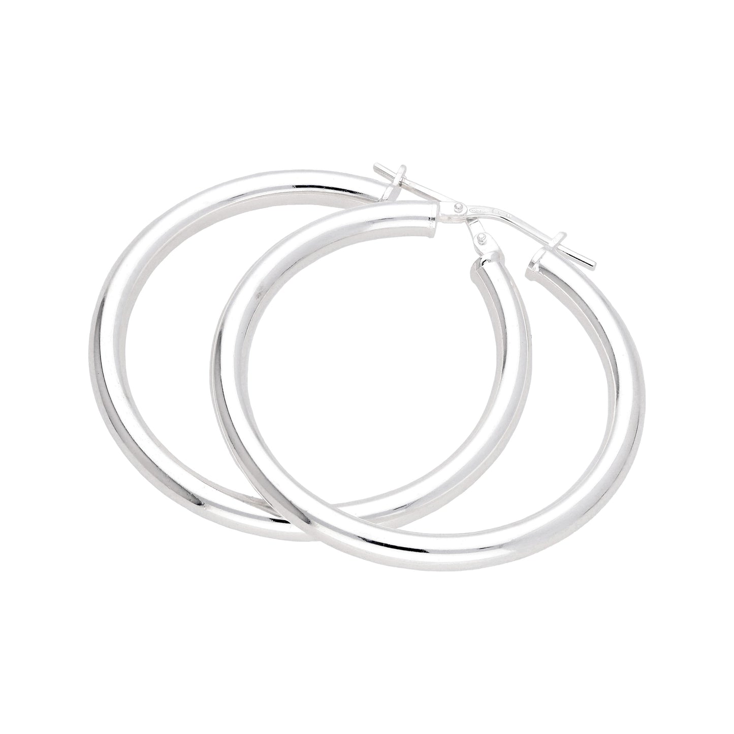 Sterling Silver 35mm Plain Hoop Earrings