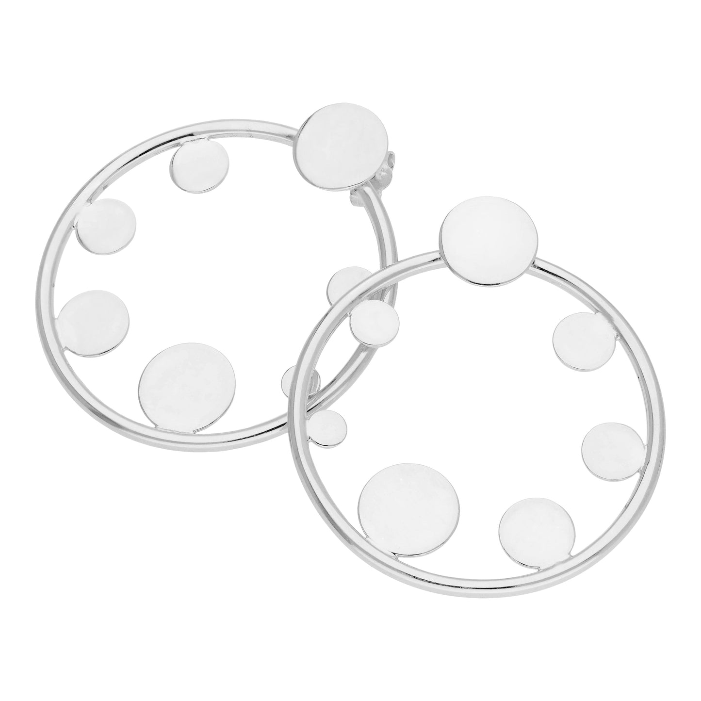 Sterling Silver Circle Bar Multi Disc Stud Earrings