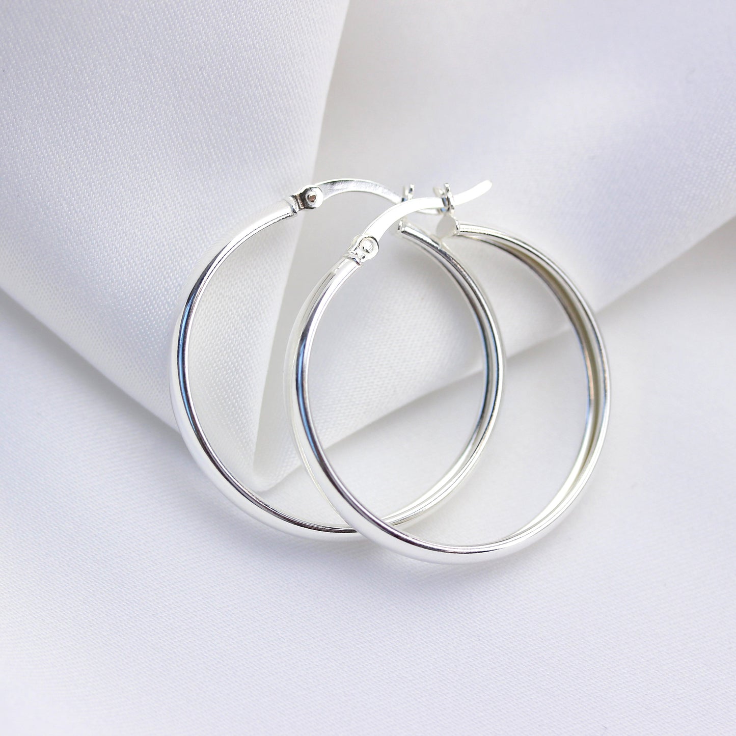 Sterling Silver Chunky Creole 30mm Hoop Earrings