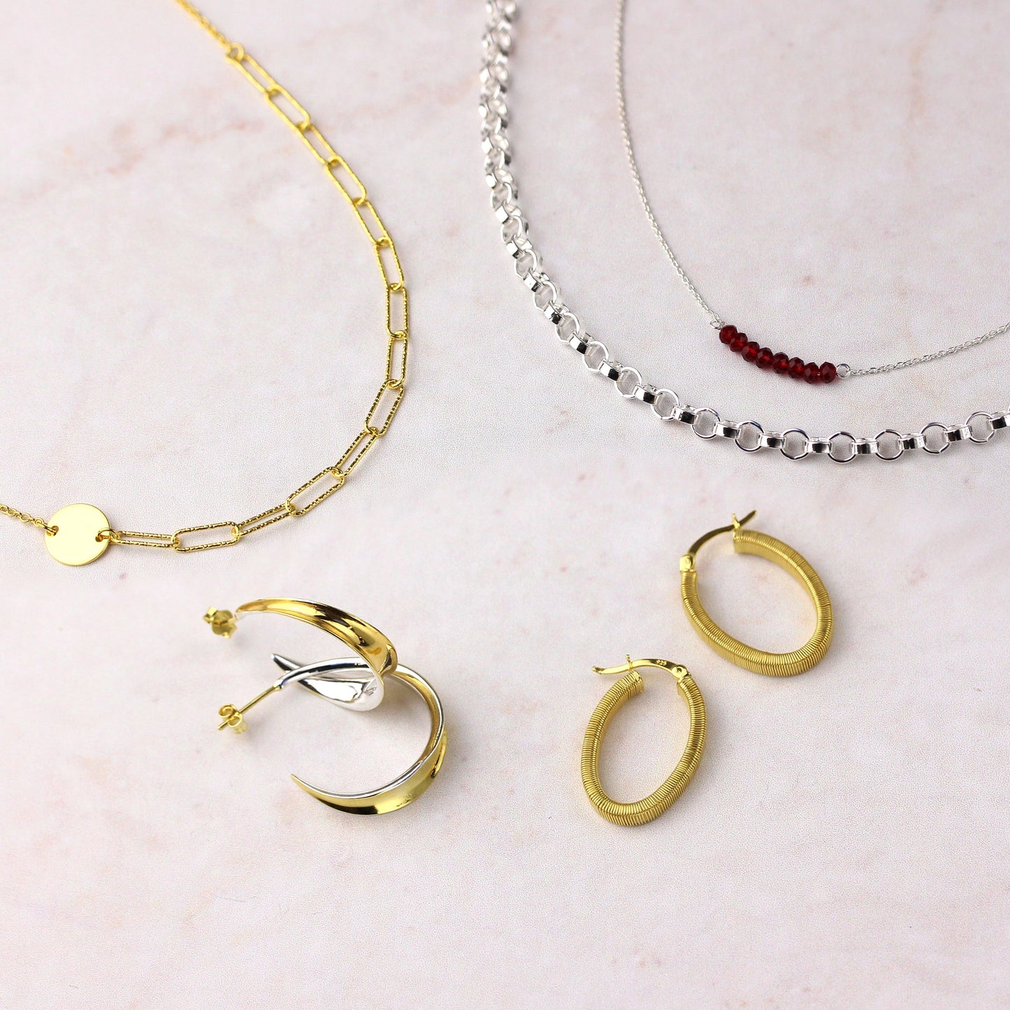 Sterling Silver Two Tone Open 24mm Hoop Stud Earrings