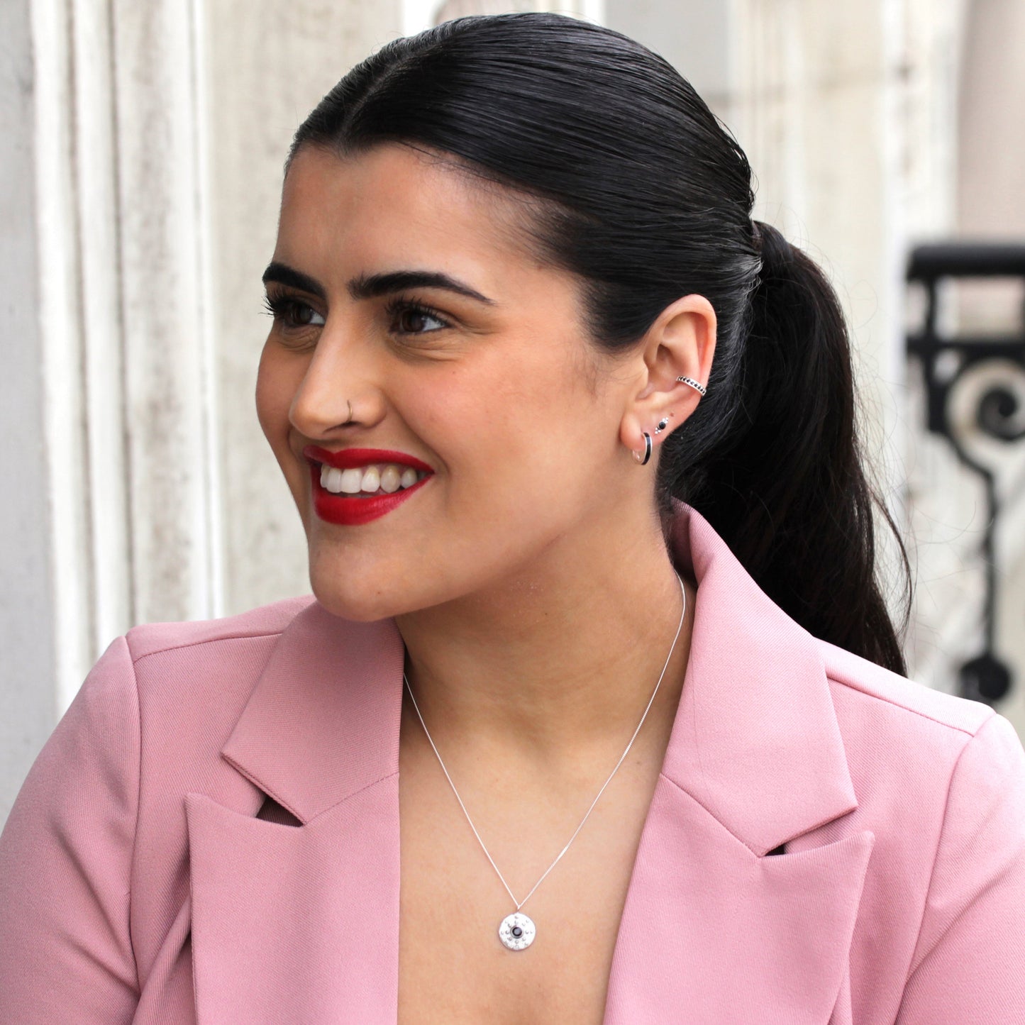 Small Sterling Silver Black Beaded Stud Earrings