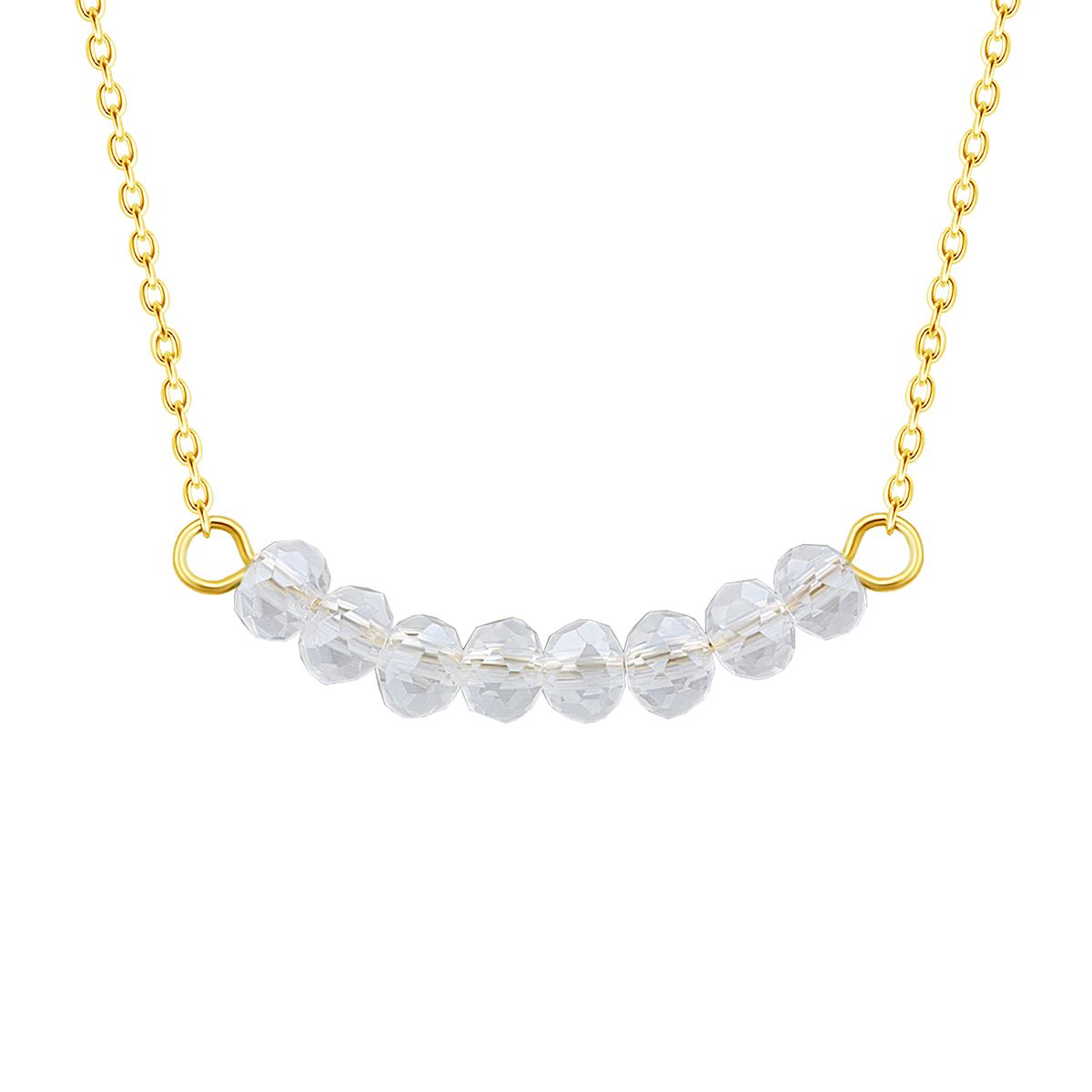 Gold Plated Sterling Silver CZ Bead Adjustable Necklace