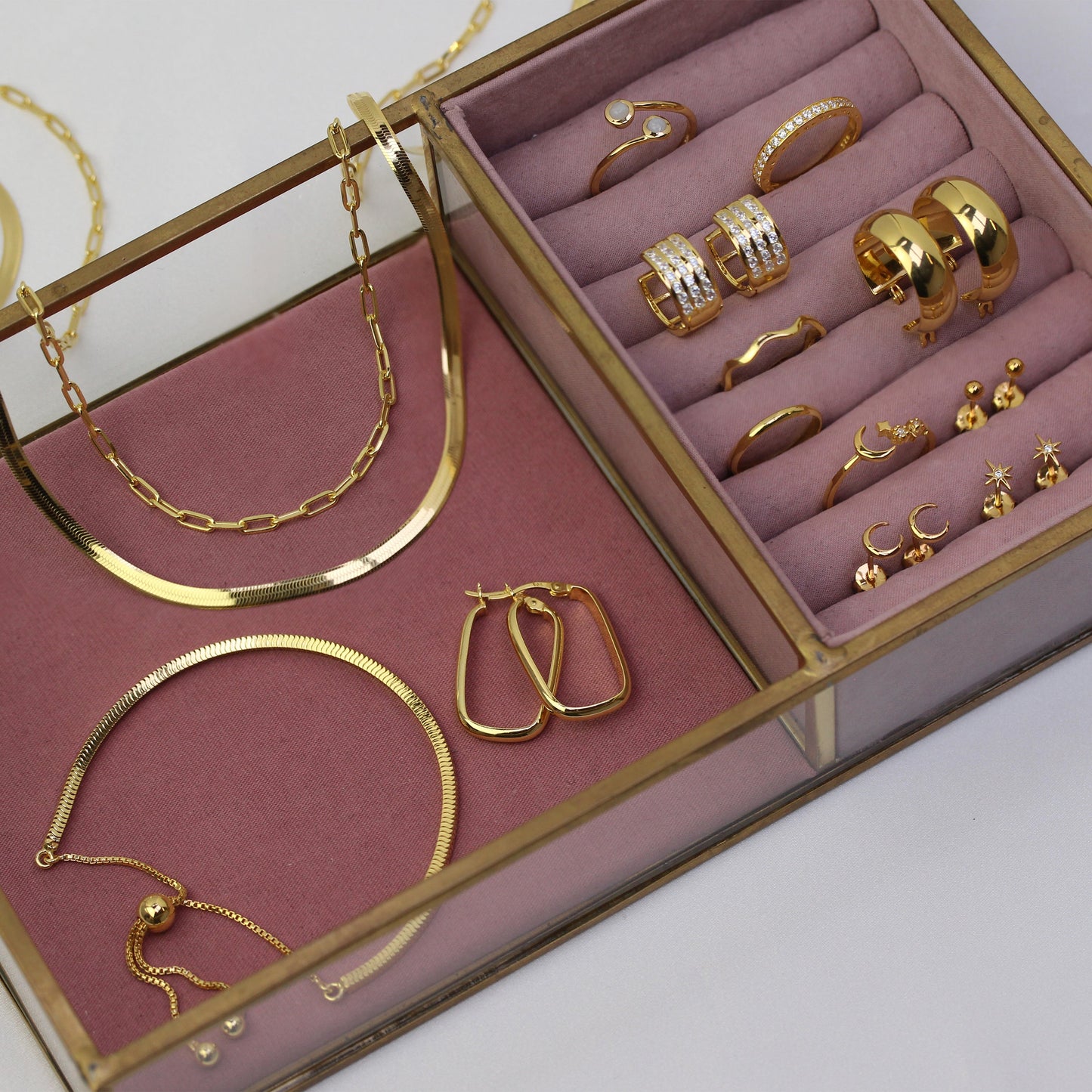 Gold Plated Sterling Silver CZ Triple Set Huggie Earrings