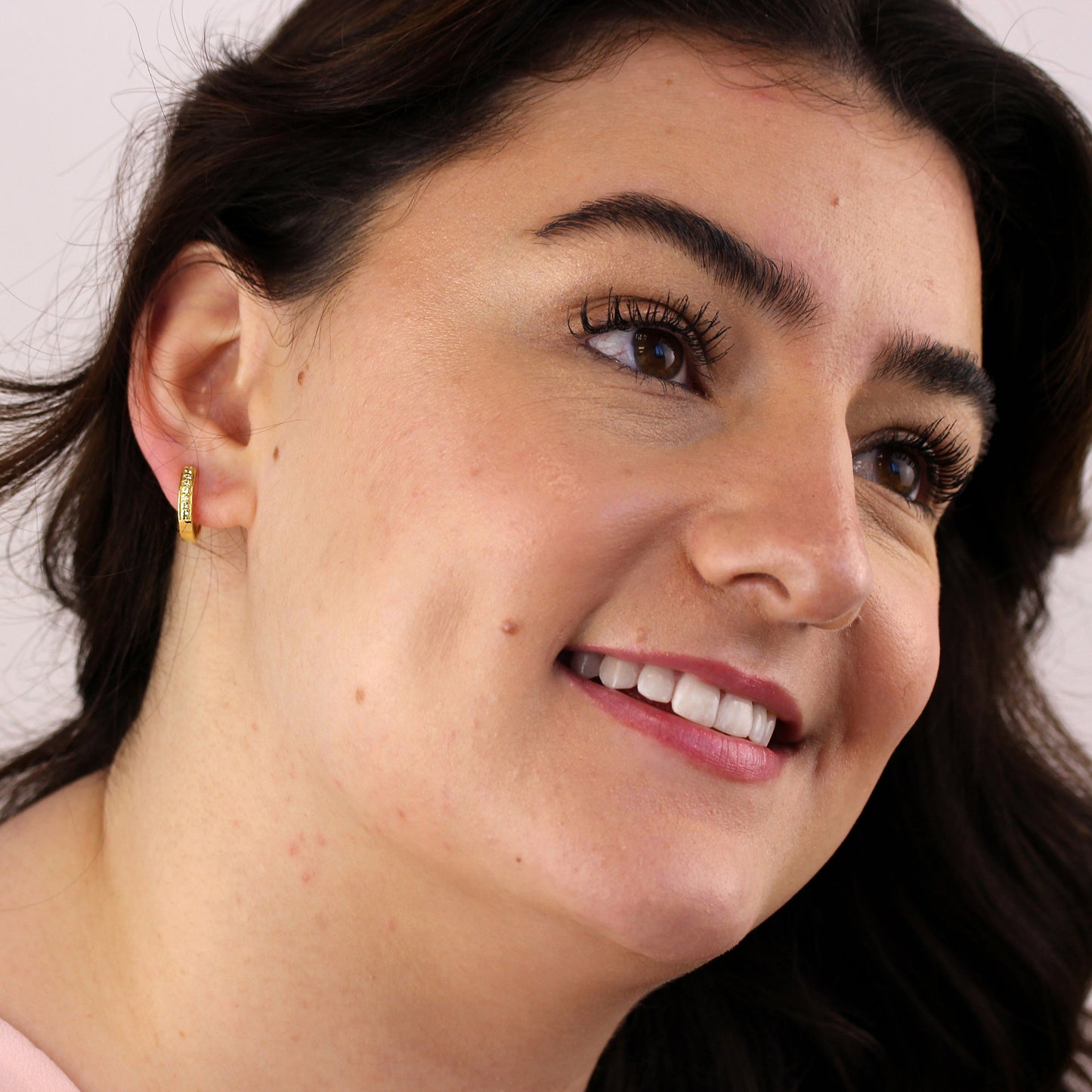 Gold Plated Sterling Silver Peridot CZ 15mm Hoop Earrings