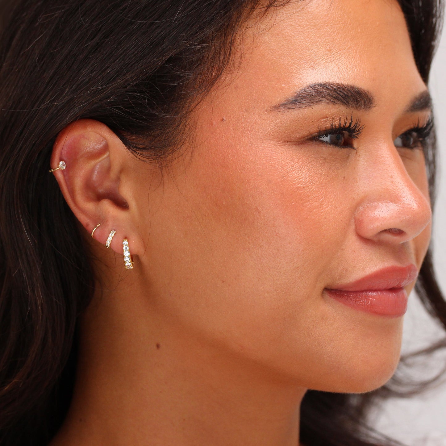 9ct Gold Tiny Pave CZ 8mm Helix Hoop 26Ga Piercing