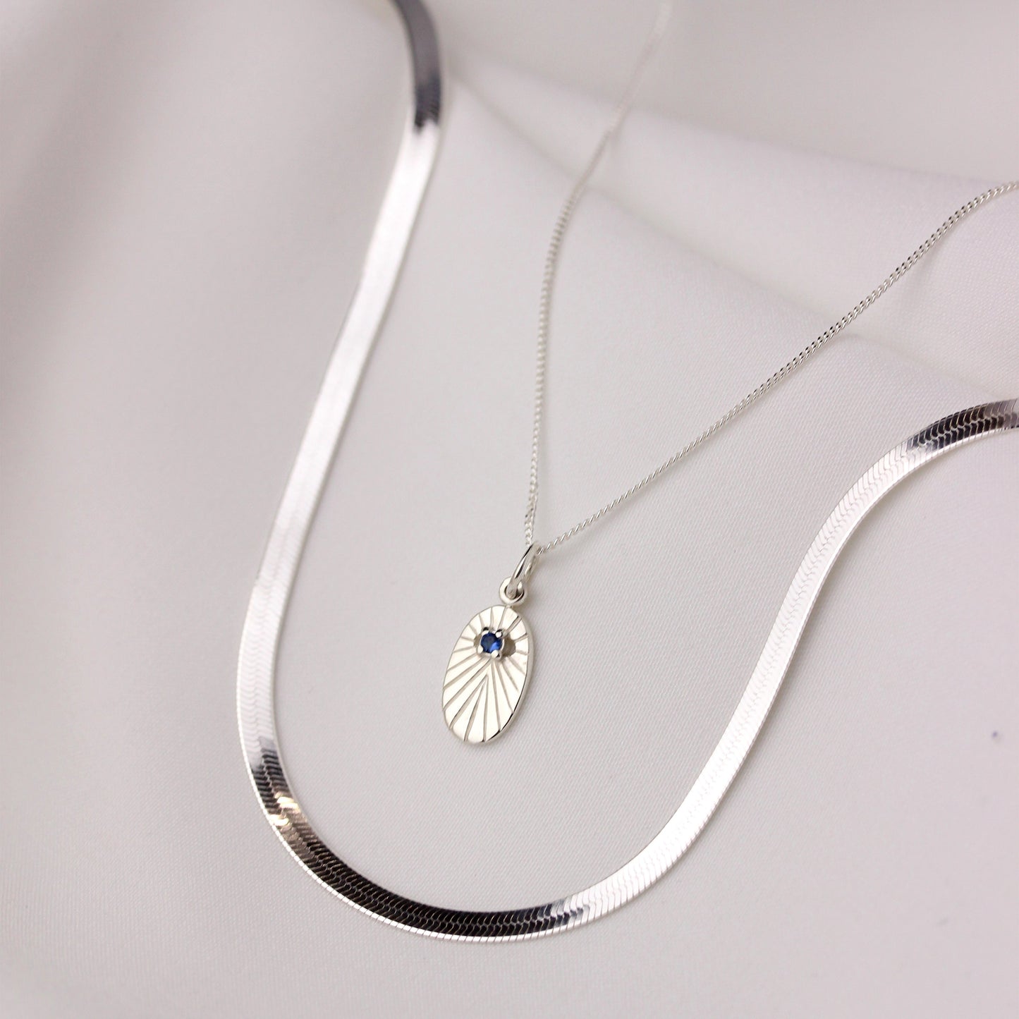 Sterling Silver Flat Herringbone Chain Necklace 18 - 20 Inches