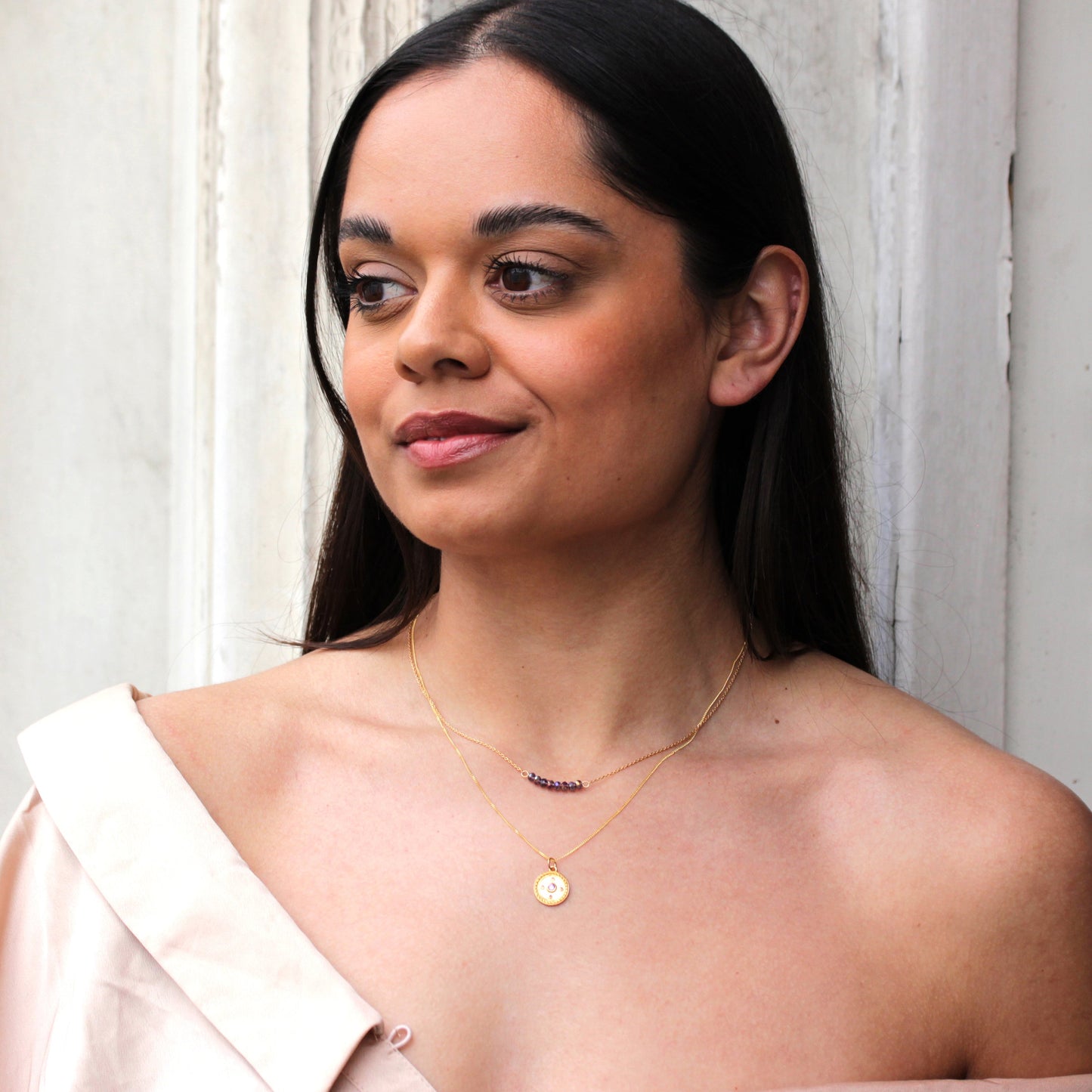 Gold Plated Sterling Silver Amethyst CZ Necklace 14 - 32 Inches