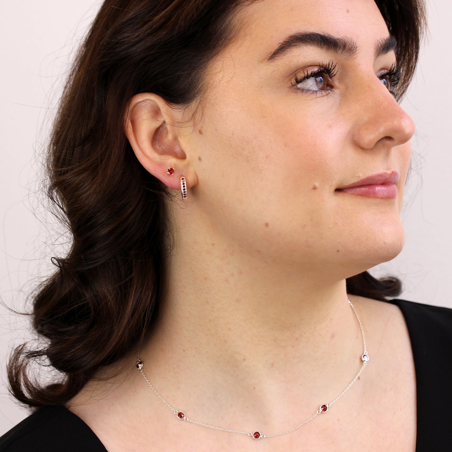 Sterling Silver Multi Garnet CZ January Birthstone Necklace