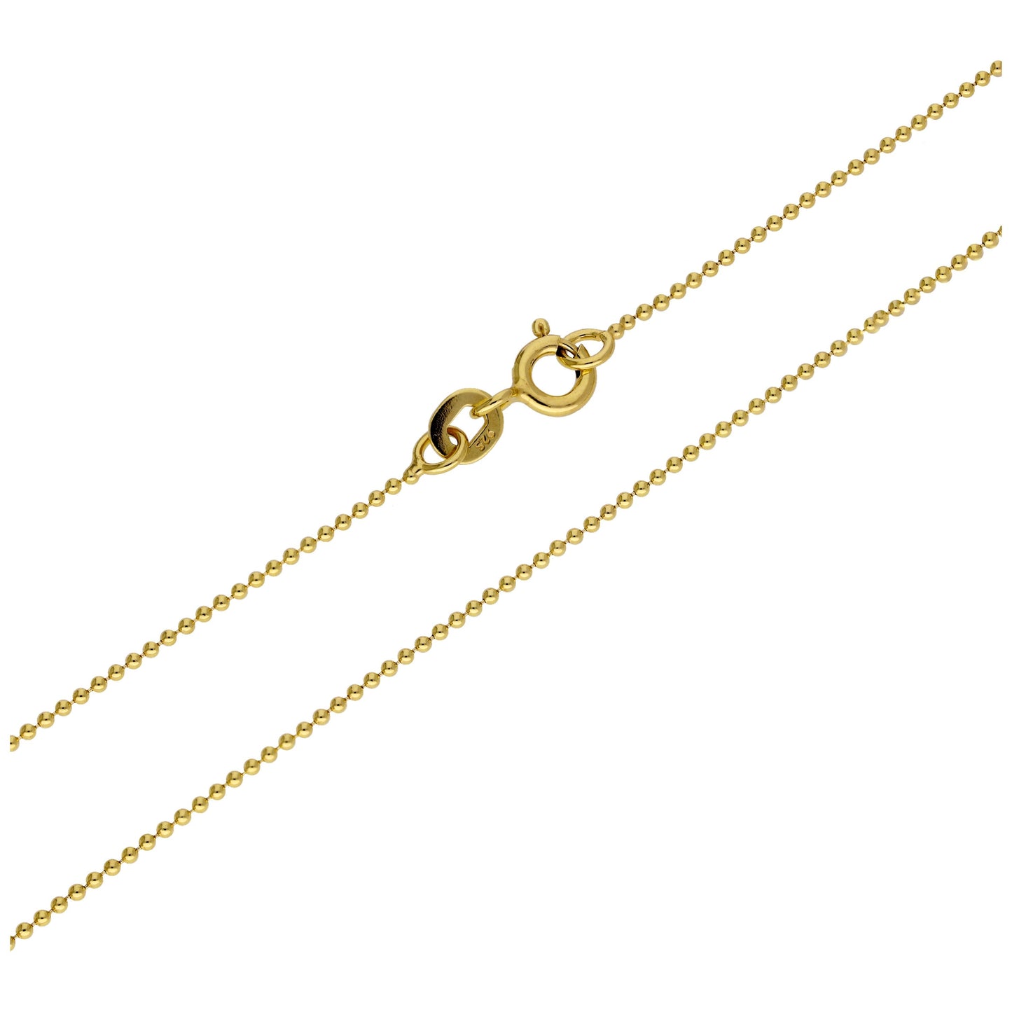 Gold Plated Sterling Silver 1mm Bead Chain 20 Inches