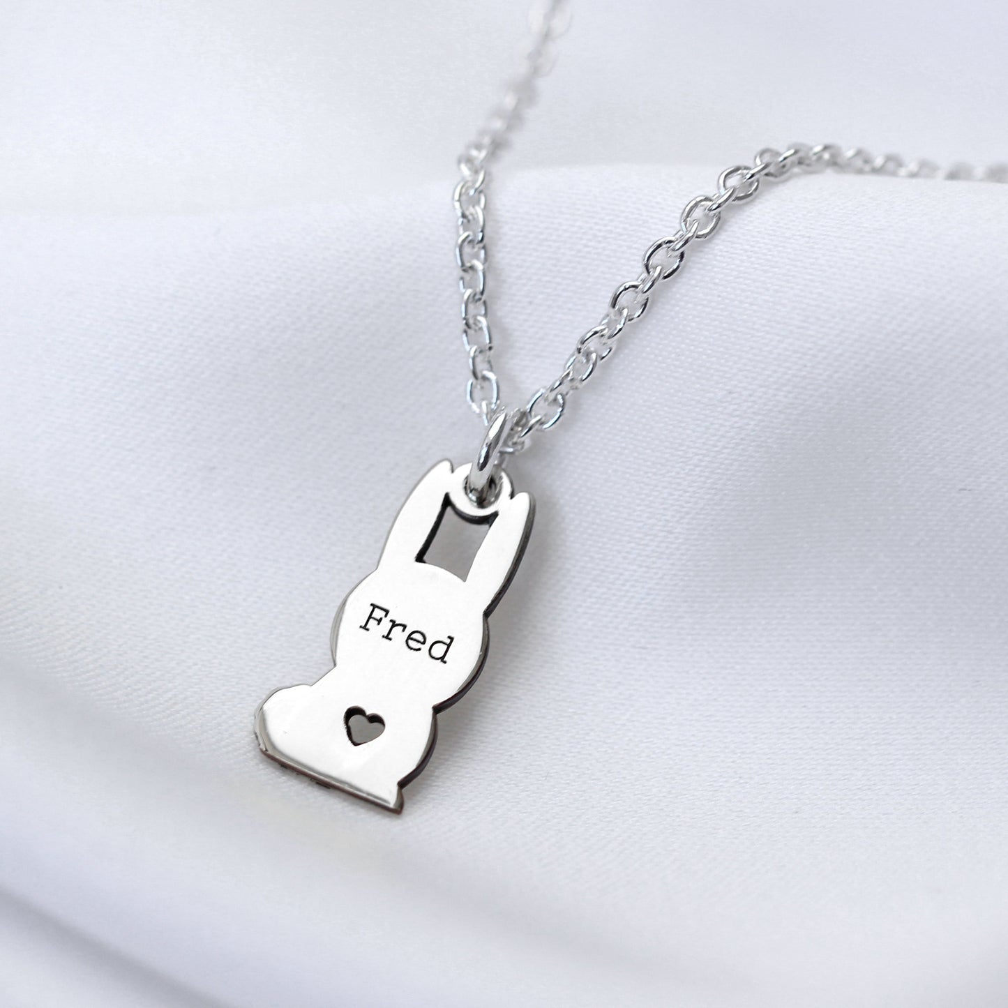 Bespoke Sterling Silver Bunny Rabbit Name Necklace 16 - 24 Inch