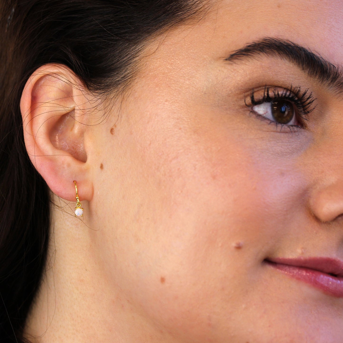 Gold Plated Sterling Silver Opal CZ October Drop Earrings