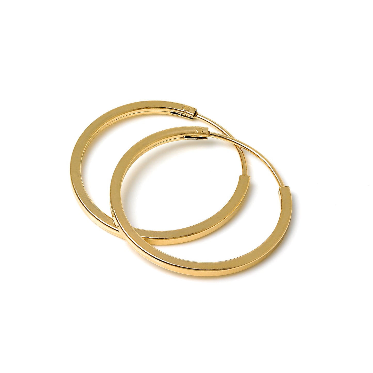 Gold Plated Silver 1mm Square Sleeper 12mm - 40mm Hoop Earrings