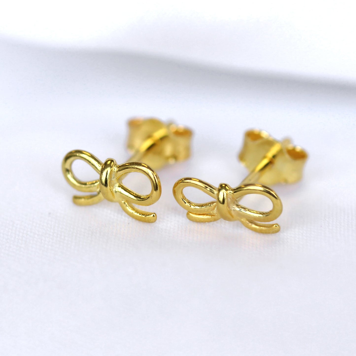 Gold Plated Sterling Silver Bow Stud Earrings