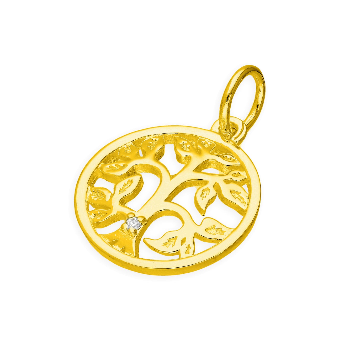 Gold Plated Sterling Silver & Genuine Diamond Tree of Life Charm