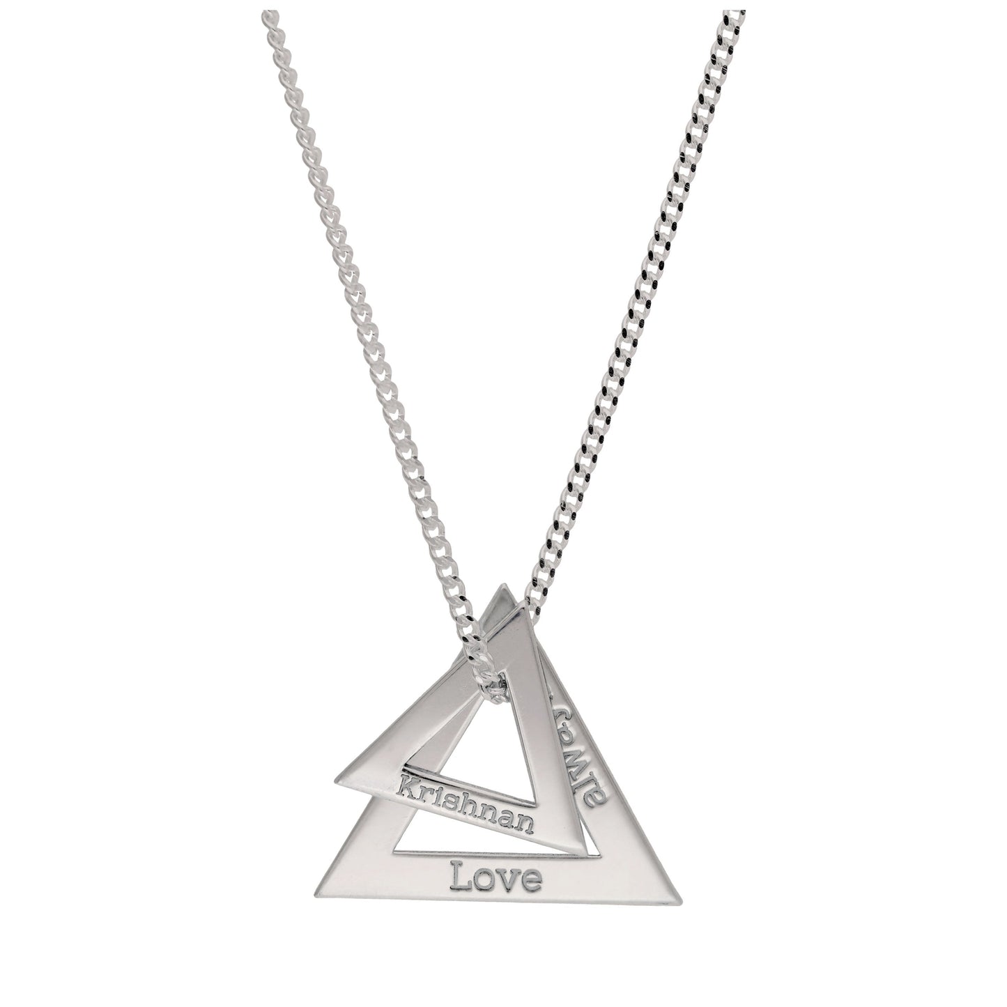 Bespoke Sterling Silver Double Triangle Name Necklace 16 - 28 Inches