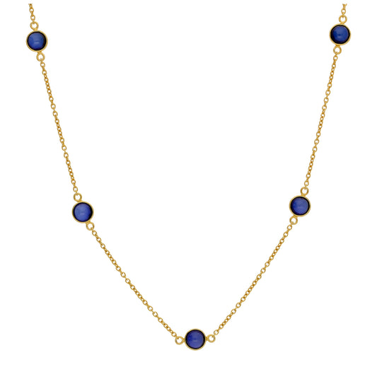 Gold Plated Sterling Silver Multi Sapphire CZ Birthstone Necklace