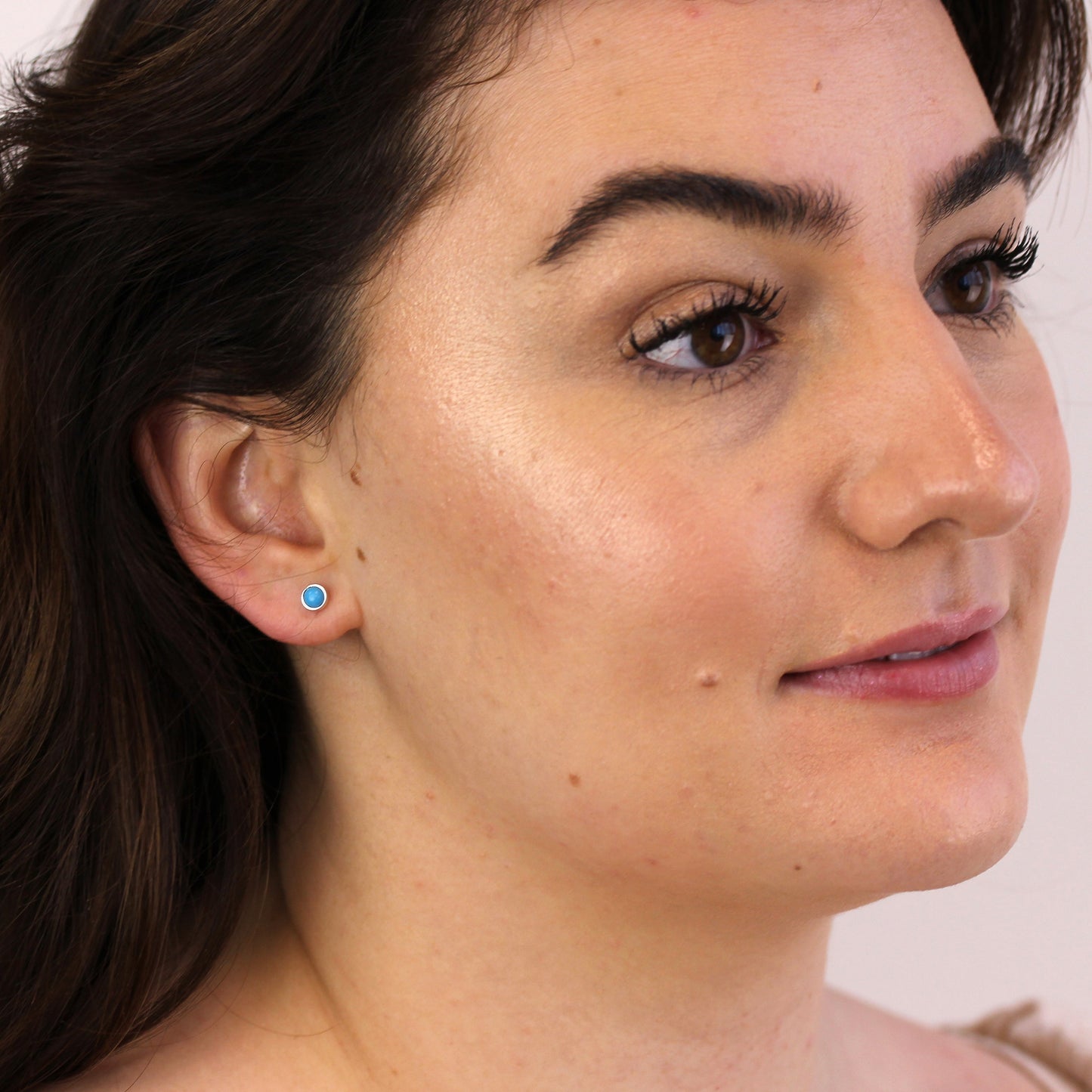 Sterling Silver Turquoise December Rubover 4mm Stud Earrings