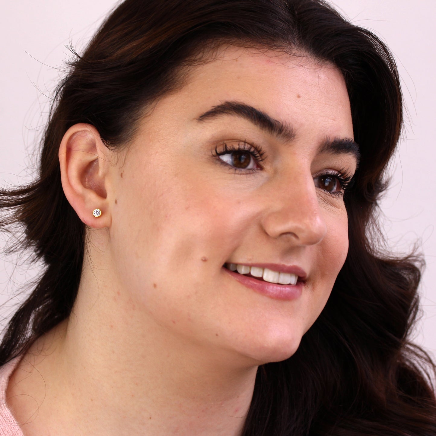 Gold Plated Sterling Silver CZ Rub Over 4mm Stud Earrings