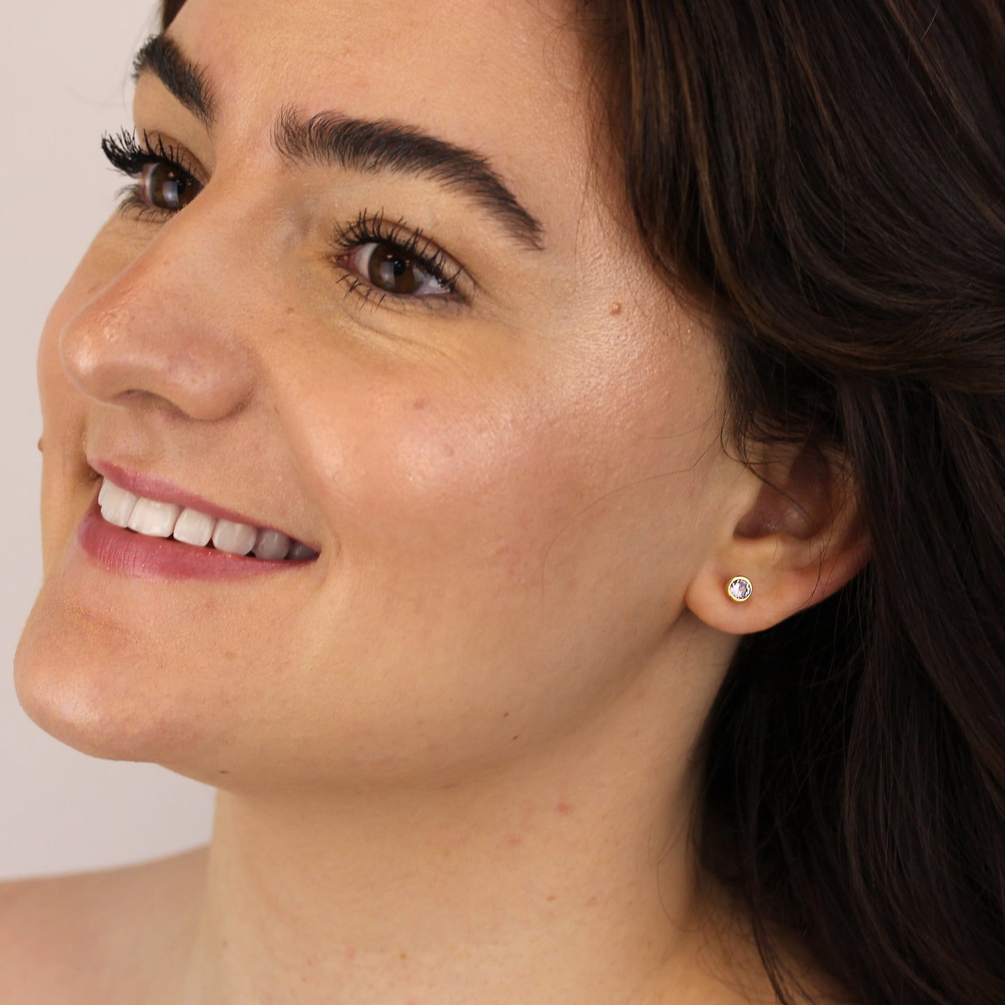 Gold Plated Sterling Silver Alexandrite CZ June 4mm Stud Earrings