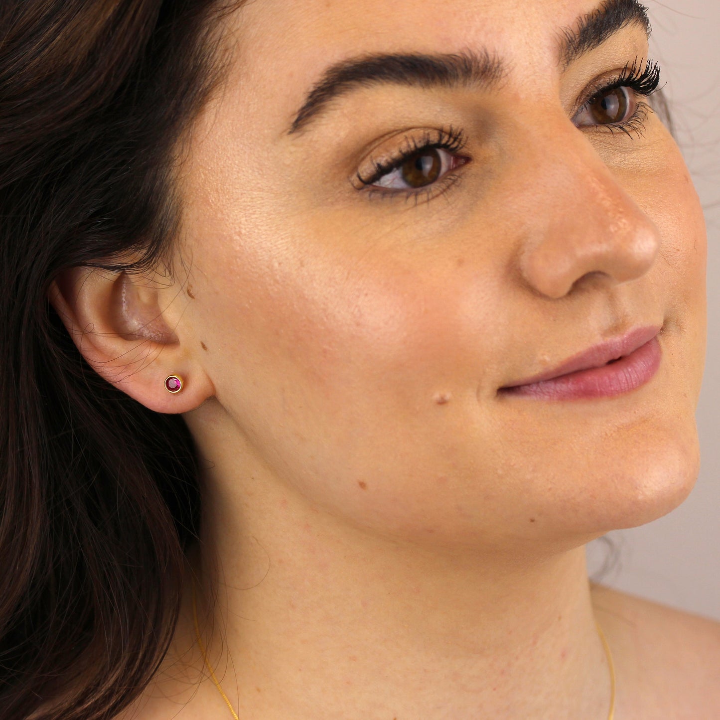 Gold Plated Sterling Silver Ruby CZ July 4mm Stud Earrings