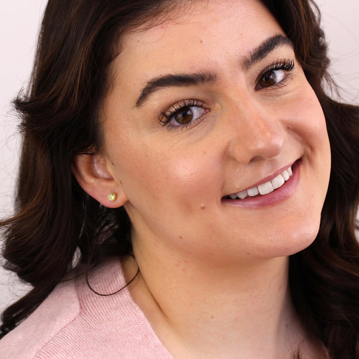 Gold Plated Sterling Silver Peridot CZ August 4mm Stud Earrings