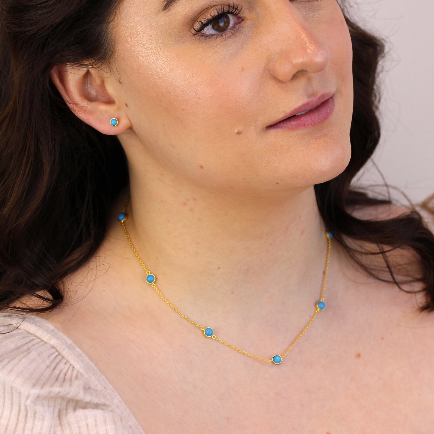 Gold Plated Sterling Silver Turquoise 4mm Stud Earrings