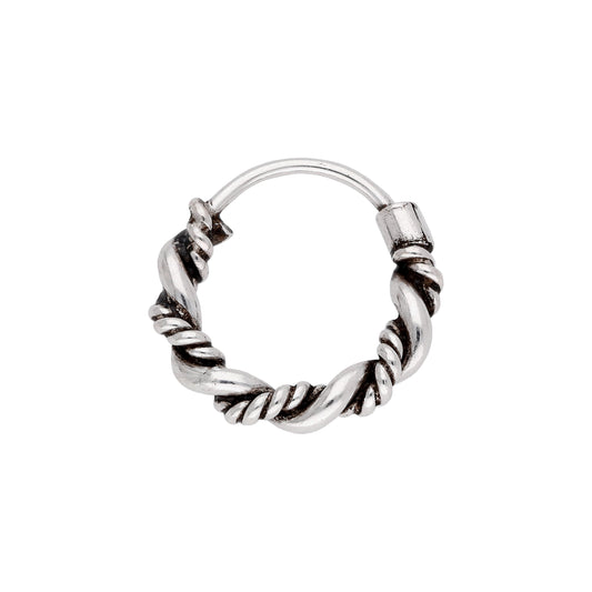 Sterling Silver Oxidized Twisted Hinged 21ga 11mm Nose Ring