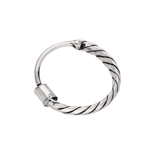 Sterling Silver Oxidized Twist Hinged 10mm 22Ga Nose Ring
