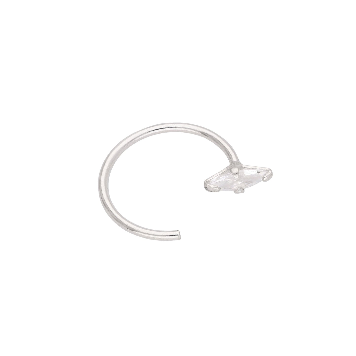 Sterling Silver CZ Marquise Cut Claw Set Open 22Ga Nose Ring