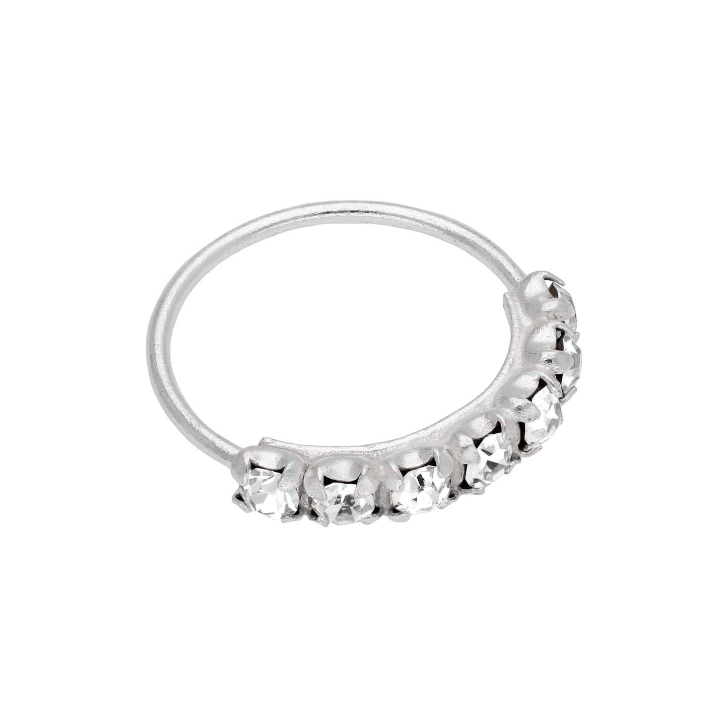 Sterling Silver 7 CZ Pave 10mm 22Ga Nose Ring