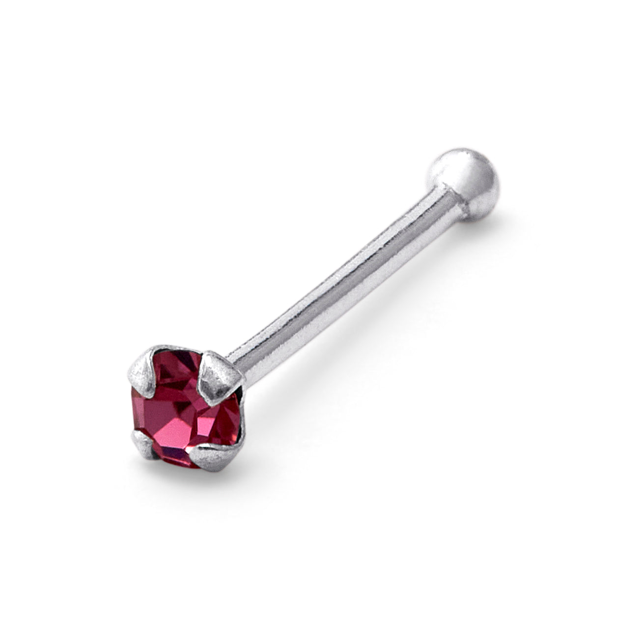 Sterling Silver 1.5mm CZ Tourmaline 22Ga Nose Stud Ball End