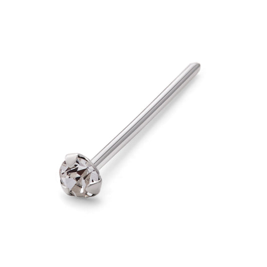 Sterling Silver 1.5mm CZ Claw 24Ga Nose Stud Pin End