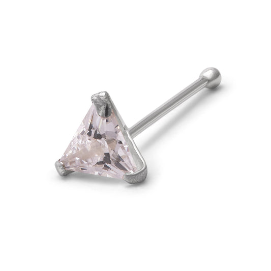 Sterling Silver 3mm Triangle CZ 24Ga Nose Stud Ball End