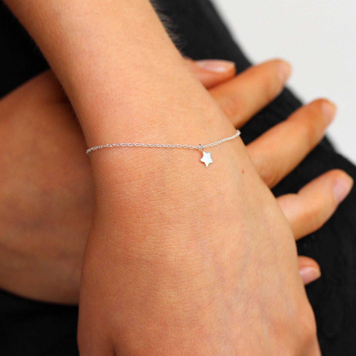 Sterling Silver Christmas Star Adjustable Bracelet 7 Inches