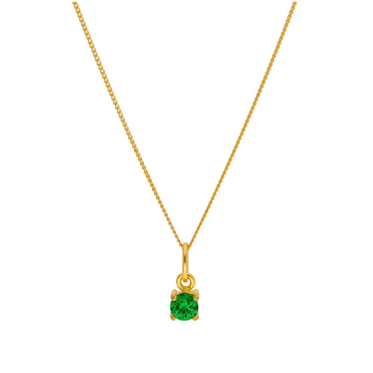 Gold Plated Sterling Silver 4mm Emerald CZ Birthstone Necklace 14-32 Inches