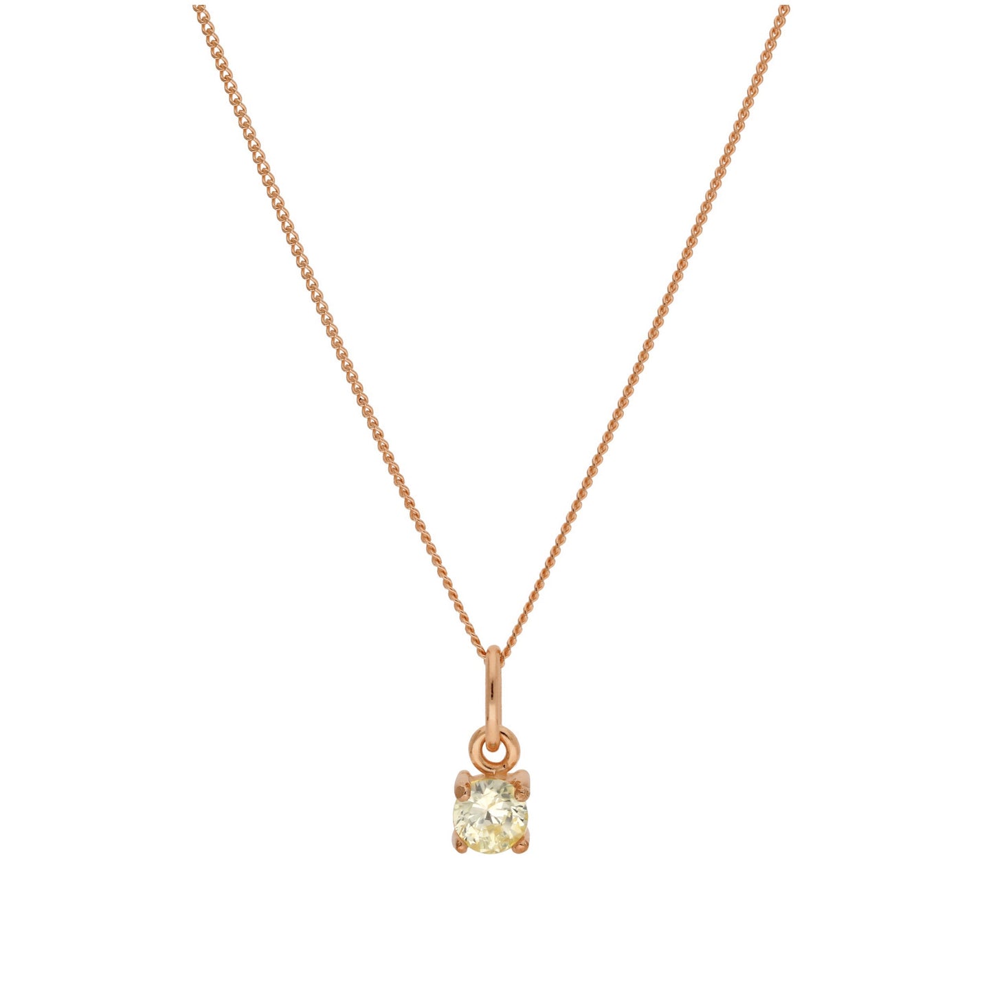 Rose Gold Plated Sterling Silver Peridot CZ Birthstone Necklace 14 - 32 Inches