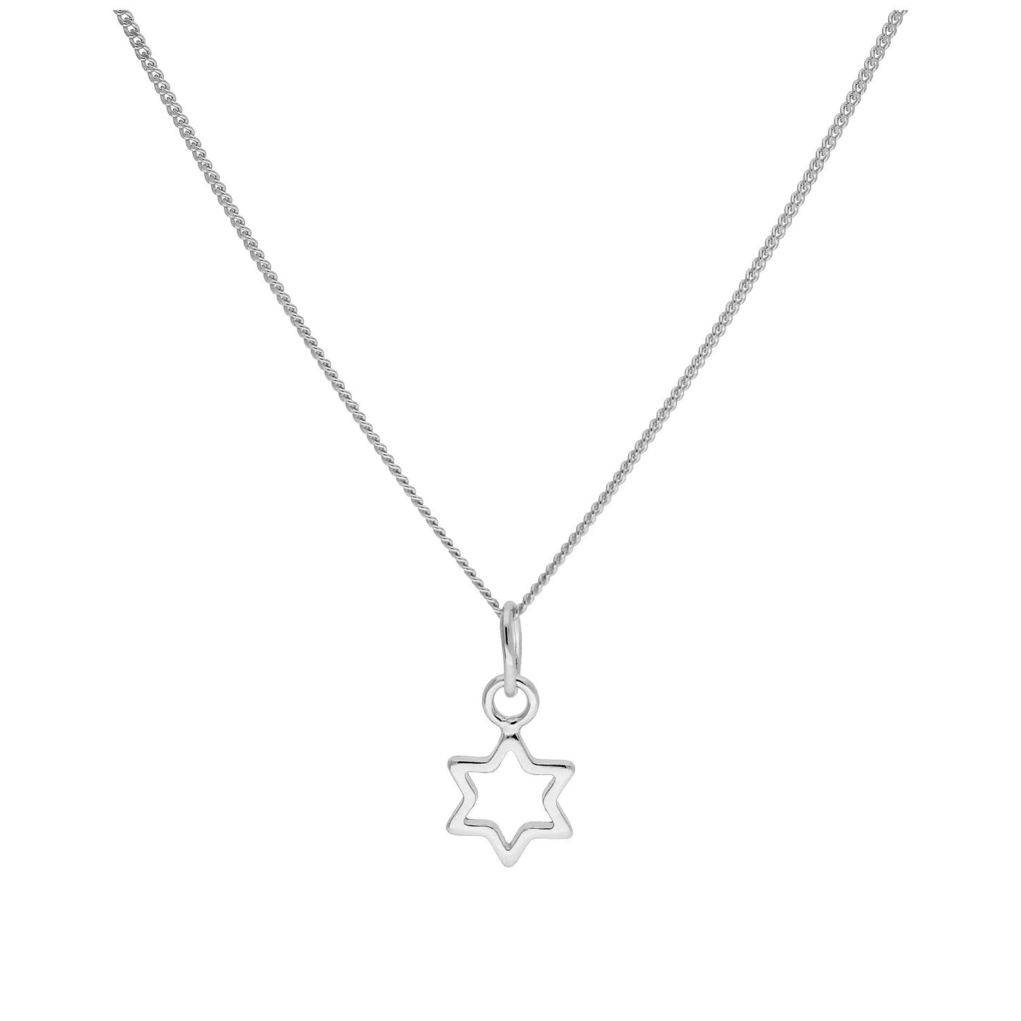 Tiny Sterling Silver Outline Star Necklace 14 - 32 Inches
